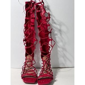 Gianni Bini Red Rydelle Synthetic Ankle wrap Lace up Dress Shoe Size 8 NWB